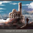 Templo en las montañas. Een project van Traditionele illustratie, Digitale illustratie, Videogames,  Concept art y Videogame-ontwerp van mc_wolfy - 23.10.2022