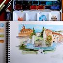 Mi proyecto del curso: Cuaderno de viaje en acuarela . Ilustrasi tradisional, Lukisan Cat Air, Ilustrasi Arsitektur, Dan Buku sketsa proyek oleh Joaquin Barriga Lorente - 10.25.2022