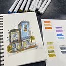 My project for course: Expressive Architectural Sketching with Colored Markers. Esboçado, Desenho, Ilustração arquitetônica, Sketchbook e Ilustração com tinta projeto de Marty Ford - 26.10.2022
