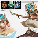 warrior mask. Ilustração tradicional, Design, Concept Art, e Design de personagens projeto de Naama Miller - 01.11.2022