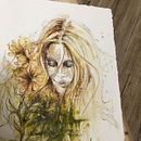 Experimental portrait with ink, tea and alcohol - my 2nd attempt. Un proyecto de Ilustración tradicional, Bellas Artes, Pintura, Pintura a la acuarela, Dibujo de Retrato, Dibujo artístico, Ilustración con tinta e Ilustración naturalista				 de Gabriele Schilcher - 04.11.2022