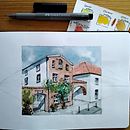 Mein Abschlussprojekt für den Kurs: Architektonische Zeichnung mit Aquarell und Tinte. Un proyecto de Bocetado, Dibujo, Pintura a la acuarela, Ilustración arquitectónica, Sketchbook e Ilustración con tinta de info_207628 - 13.11.2022