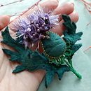 Thistle brooch. Accessor, Design, Embroider, Jewelr, and Design project by Vaida - 11.17.2022