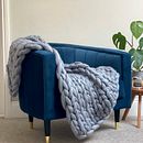 Ash grey merino armknitted blanket. Knitting project by Miriam (Mizz) Evans - 11.17.2022