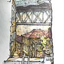 Porto Sketch. Very challenging to capture the beautiful light in the photo, at least with the  markers I have, and my current skill level.. Traditional illustration project by Gregg Brown - 11.21.2022