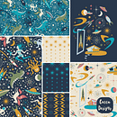 Midcentury Space Adventure. Un proyecto de Pattern Design, Ilustración digital, Ilustración infantil e Ilustración tradicional de Cecca Whetnall - 25.11.2022