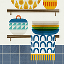 My Colourful Kitchen. Traditional illustration, and Pattern Design project by Anna Pedren - 12.08.2022