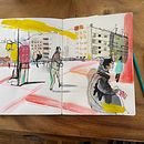 My project for course: Urban Sketching: Capture Your City in Motion. Projekt z dziedziny Trad, c, jna ilustracja, Sketching,  R, sunek, Malowanie akwarelą,  R, sunek architektoniczn i Sketchbook użytkownika mariecrondeau - 17.12.2022