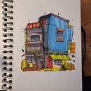 My project for course: Expressive Architectural Sketching with Colored Markers. Sketching, Drawing, Architectural Illustration, Sketchbook & Ink Illustration project by Harry - 01.05.2023