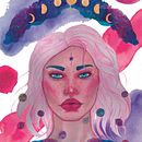 Mi proyecto del curso: Retrato ilustrado en acuarela, chica galáctica. Traditional illustration, Fine Arts, Painting, Drawing, Watercolor Painting, Portrait Drawing, and Artistic Drawing project by Ale Marchesi - 01.06.2023