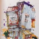 My project for course: Expressive Architectural Sketching with Colored Markers Ein Projekt aus dem Bereich Skizzenentwurf, Zeichnung, Architektonische Illustration, Sketchbook und Illustration mit Tinte von Mariam Topuria - 06.01.2023