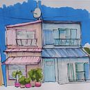Mon projet du cours : Esquisses d'architecture expressives aux feutres de couleur. Een project van  Schetsen,  Tekening,  Architecturale illustratie, Sketchbook y  Illustratie met inkt van Cinthia F - 17.01.2023