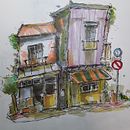 Il mio progetto del corso: Disegno architettonico espressivo con pennarelli colorati. Een project van  Tekening,  Architecturale illustratie, Sketchbook y  Illustratie met inkt van Fiammetta Fiorentini - 19.01.2023