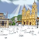 Plaza de Bolivar, Bogotá, Colombia - Monumento Nacional. Un proyecto de Ilustración tradicional, Arquitectura, Ilustración digital, Ilustración arquitectónica y Paisajismo de Juan Guillermo Gil Garcia - 19.01.2023