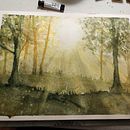 My project for course: Dreamy Watercolor Landscapes: Paint with Light. Un proyecto de Pintura y Pintura a la acuarela de Hannah Soto - 21.01.2023