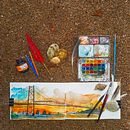 Viagem à Floripa. Ilustração tradicional, Pintura em aquarela, Ilustração arquitetônica, e Sketchbook projeto de renathawadocha - 20.01.2023