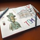 "The City of Tomsk" - My project for course: Artistic Watercolor Sketching . Ilustrație tradițională, Schițe, Creativitate, Desen, Pictură în acuarelă și Caiet de schițe de Timofei - 01.24.2023