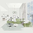 Illustration Falstaff LIVING Residences 1/2021. Traditional illustration, Architecture, Editorial Illustration, Digital Drawing, and Decoration project by Katjana Lacatena - 01.31.2023