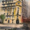 Mi proyecto del curso: Dibujo arquitectónico con acuarela y tinta . Desen, Pictură în acuarelă & Ilustrație arhitecturală de pascale Maquestiau - 02.02.2023