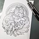 Mucha Kittie Taruki Ein Projekt aus dem Bereich Traditionelle Illustration, Digitale Illustration und Tattoodesign von Ana Lázaro Estalot - 04.02.2023