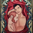 Mon projet du cours : Portrait illustré dans le style Art nouveau. Un projet de Illustration traditionnelle, Beaux Arts, Illustration numérique, Dessin de portrait, Dessin artistique, Dessin numérique , et Peinture numérique de gabryann44 - 04.02.2023