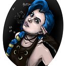 Jinx. Traditional illustration, Animation, Character Design, Fine Arts, Comic, Drawing, Digital Illustration, Tattoo Design, and Digital Drawing project by ruben salobral - 01.06.2023