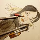 Азіатка в орхідеях :). Traditional illustration project by Яна Бурдун - 02.11.2023