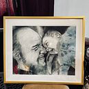 Charcoal and Gouache drawing of my husband and daughter. 2022 . Traditional illustration project by Shanelle Brooks - 07.22.2022