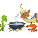 La iguana y el Cangrejo. Un proyecto de Diseño, Ilustración tradicional e Ilustración digital de Anez Flórez Corpus - 24.02.2023