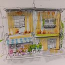 Mon projet du cours : Esquisses d'architecture expressives aux feutres de couleur. Sketching, Drawing, Architectural Illustration, Sketchbook & Ink Illustration project by Céline Dubost - 02.21.2023