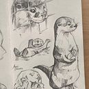 Cute otter sketches 🦦✨ / Bocetos de nutrias cuquis 🦦✨. Traditional illustration, Pencil Drawing, Drawing, and Realistic Drawing project by Anaïs Gonzalez - 01.28.2023