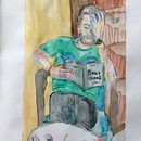 Él y Rima, tarde tranquila. Artes plásticas, Desenho a lápis, Desenho, Desenho de retrato, Desenho realista, Desenho anatômico, e Pintura guache projeto de Juliana MT - 01.03.2023