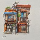 My project for course: Expressive Architectural Sketching with Colored Markers. Esboçado, Desenho, Ilustração arquitetônica, Sketchbook e Ilustração com tinta projeto de audleyimagines - 27.02.2023