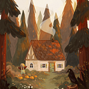 Autumn Cottage. Un proyecto de Ilustración tradicional de Raahat Kaduji - 13.08.2022