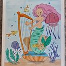La mujer mitad de pez y humano.  Ein Projekt aus dem Bereich Traditionelle Illustration, Bildende Künste, Malerei, Zeichnung, Aquarellmalerei und Kinderillustration von Constanza Roblero - 09.03.2023