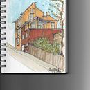 House in Kampen, Olso. Ilustração tradicional projeto de Anja Fauske - 09.03.2023