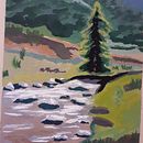 Mon projet du cours : Initiation à la peinture de paysages à la gouache. Un proyecto de Bellas Artes, Pintura, Ilustración naturalista				 y Pintura gouache de mariefrance_louise - 11.03.2023