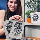 First tries - linocut&print. Ilustração tradicional, Artesanato, Artes plásticas, Estampagem e Ilustração com tinta projeto de nagydora9102 - 12.03.2023