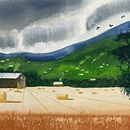 Watercolor Landscapes: Experimental Tools and Techniques. Fine Arts, Painting, and Watercolor Painting project by Alan A - 03.21.2023