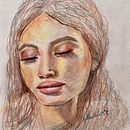 Mon projet du cours : Dessin de portraits expressifs aux crayons de couleur . Projekt z dziedziny  R, sunek, Portret, Sketchbook, R i sowanie kredkami użytkownika Francine Calestagne - 23.03.2023