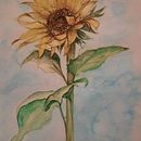 Girassol em aquarela. Un proyecto de Ilustración tradicional, Pintura, Pintura a la acuarela, Dibujo artístico, Diseño floral y vegetal de Lourdes Ludgero - 23.03.2023