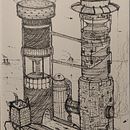 A futuristic industrial megacity: Artistic Architectural Drawing with Ink. Traditional illustration, Fine Arts, Drawing, Architectural Illustration & Ink Illustration project by Alek Kowalski - 04.01.2023