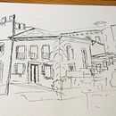 Mein Abschlussprojekt für den Kurs: Expressive Architekturskizzen mit Markern - Teil des "Giardino Giusti" in Verona. Desenho, Ilustração arquitetônica, Sketchbook, Ilustração com tinta, e Esboçado projeto de Anita - 10.04.2023