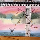 Mon projet du cours : Paysages atmosphériques à l'aquarelle . Pictură în acuarelă de Isabelle Beaudoin - 04.14.2023