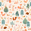 Woodland critters collection. Un proyecto de Ilustración tradicional, Diseño de producto, Pattern Design e Ilustración digital de Tati Abaurre - 19.04.2023