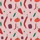 Pimenta - Design de padrões ilustrados. Ilustração tradicional, Pattern Design, Estampagem, Pintura guache e Ilustração digital projeto de Patricia Guterres - 23.04.2023
