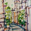 Harrogate Town Sketchiness!! Fine liners with coloured markers. Un proyecto de Arquitectura, Paisajismo, Bocetado, Ilustración arquitectónica y Sketchbook de Max Robertson - 27.04.2023