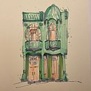 Mijn project van de cursus: Creëer expressieve architecturale schetsen met kleurstiften. Un proyecto de Bocetado, Dibujo, Ilustración arquitectónica, Sketchbook e Ilustración con tinta de Gemma van der Horst - 01.05.2023