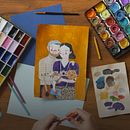 My project for course: Playful Illustration with Watercolor & Colored Pencils. Un proyecto de Ilustración tradicional, Pintura, Pintura a la acuarela, Dibujo de Retrato y Dibujo con lápices de colores de Daria Solak - 04.05.2023