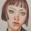 Mon projet du cours : Dessin de portraits expressifs aux crayons de couleur . Drawing, Portrait Drawing, Sketchbook, and Colored Pencil Drawing project by Catherine DI GIORGIO - 05.05.2023